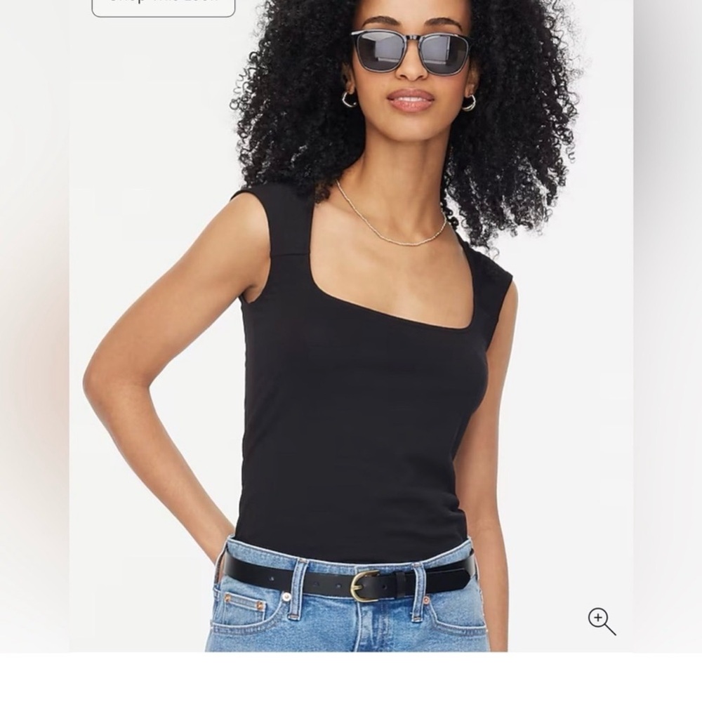J. Crew Essential Black Square Neck Tank Top XL BLACK NWT Top CJ071 J.Crew